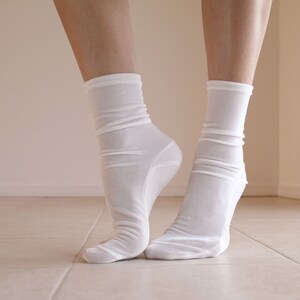 Light Blue Velvet Socks. Handmade Women's Socks Off White