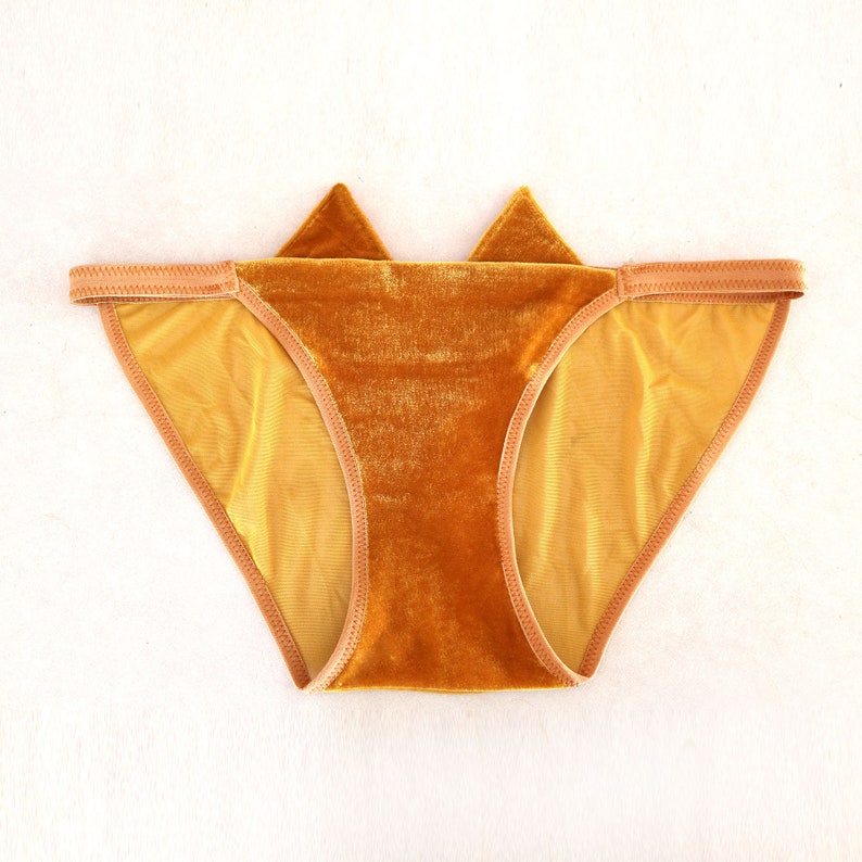 Kitty Panties. Black Velvet Panties. Sheer Back Panties. Cat Etsy UK