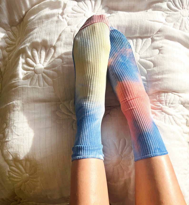 Blue Pink Tie Dye Socks