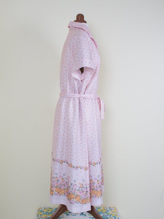Vintage 50s Pink Housedress Short Sleeve Dress ||… - image 4
