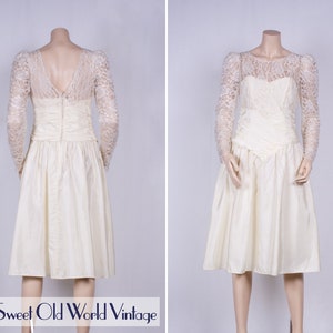 Vintage 1980s Cream White Wedding Dress, Small/Medium