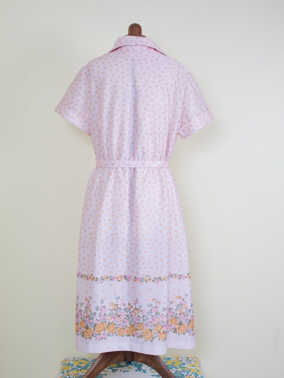Vintage 50s Pink Housedress Short Sleeve Dress ||… - image 5