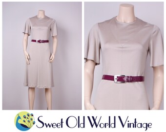 Vintage 1960s space-age mod neutral tone dress, size sml - med, AU 8