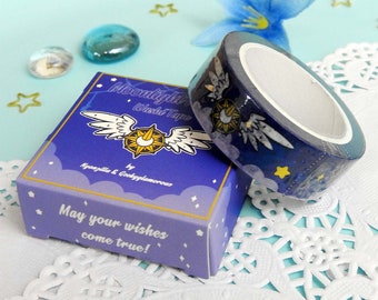 Cinta washi: Magia de la luz de la luna - Cresta celestial - Ensueño - Diario - Decoración de agendas - Accesorio de papelería