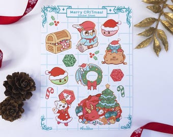 Sticker Sheet: Merry CRITmas! - D&D - RPG - Christmas - Holidays - Planner Stickers
