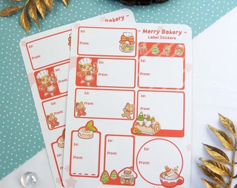 Sticker Sheet: Merry Bakery - Gift Label - Mini Label Tags
