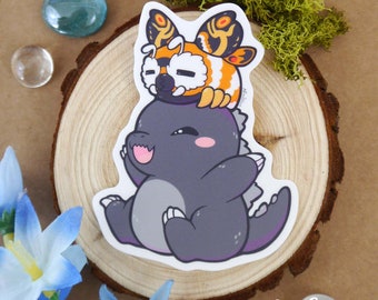 Vinyl Sticker: Kaiju Friendship - Chibi Kaiju - Waterproof