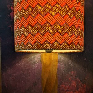 Double Lined Orange Brown African lampshade, Brick wall pattern drum lampshade, Table Ceiling Lampshade image 7