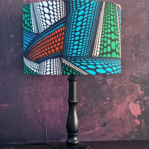 Colourful Spot Stripe pattern African Print lampshade, 30cm Drum Ceiling Table Floor Lampshade, Mother Father Day Home Gift image 6