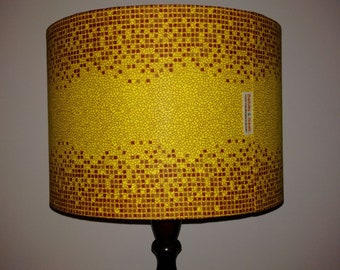 Luxe African Wax Print Lampshade in a Gold Bronze Colourway, 30cm Drum Lamp shade, mid century modern lampshade, housewarming new home gift