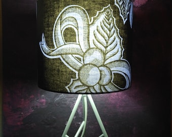 Holly & Ivy African print Lampshade, Black lavender botanical lampshade, gift for dad him Christmas