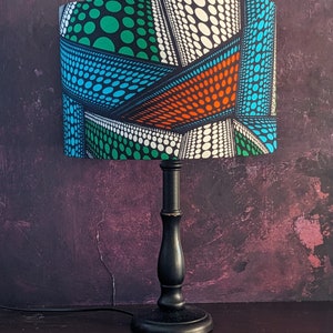 Colourful Spot Stripe pattern African Print lampshade, 30cm Drum Ceiling Table Floor Lampshade, Mother Father Day Home Gift image 5