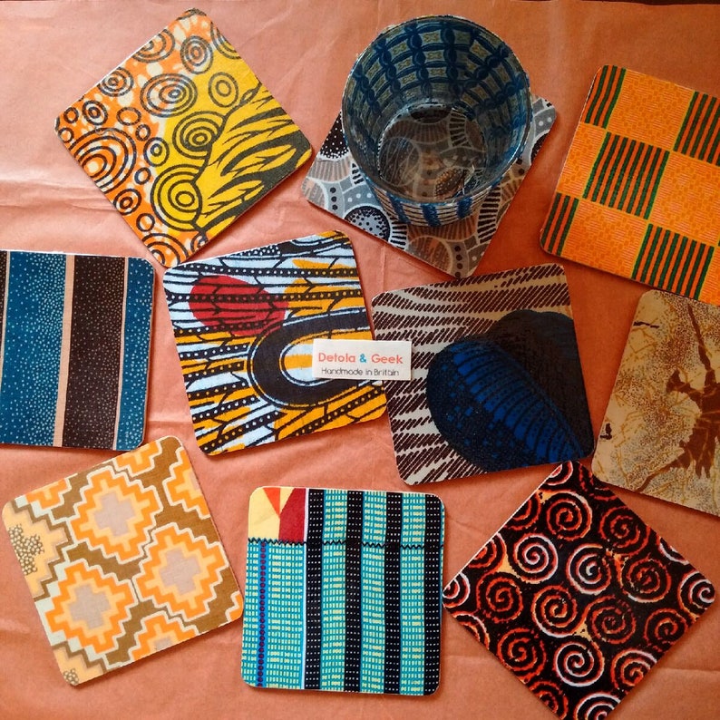 Set of 10 African print coasters Afrocentric gifts Table Etsy