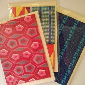 3 x African print cards, A6 blank greeting cards, RANDOM mixed set of 3 cards, African Ankara Textile card, image 3