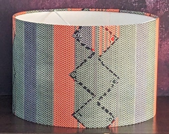 Pastel herringbone & stripe African Lampshade, zigzag tribal Afro Scandi lampshade, 30cm Drum Ceiling Table Floor Lampshade, Mother Day Gift