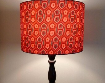 Red Retro Geometric Lampshade, Mid-Century Modern Drum Shade 30cm, LAST 1 LEFT
