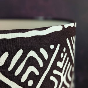 African Mudcloth Lampshade, Double sided fabric lampshade, Brown Bogolan Tribal Lampshade, Father Day New Home Bachelor Pad Lampshade Gift image 4