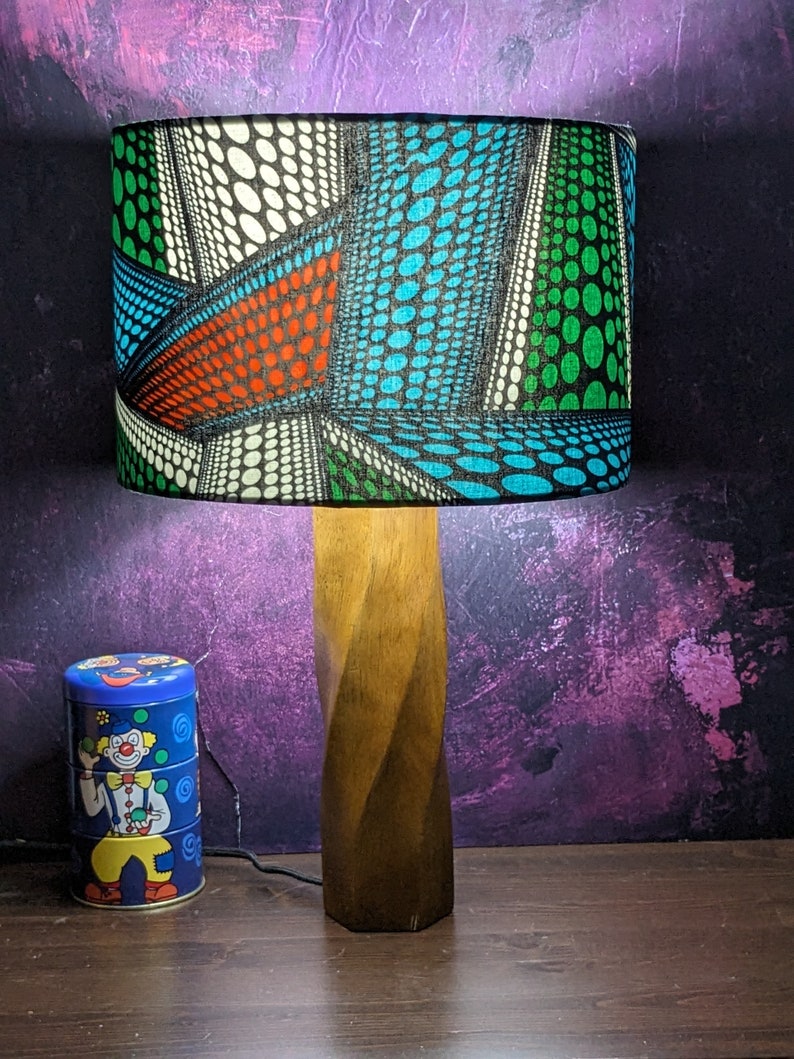 Colourful Spot Stripe pattern African Print lampshade, 30cm Drum Ceiling Table Floor Lampshade, Mother Father Day Home Gift image 7