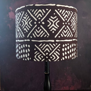 African Mudcloth Lampshade, Double sided fabric lampshade, Brown Bogolan Tribal Lampshade, Father Day New Home Bachelor Pad Lampshade Gift image 2