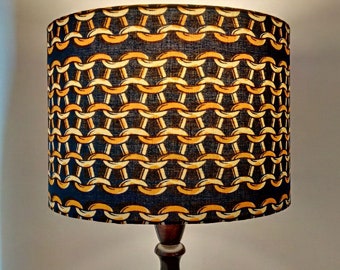 Knitting stitch patterned lampshade, African wax print lampshade, 30cm drum ceiling table floor lampshade, Knitters crafters Craft room gift