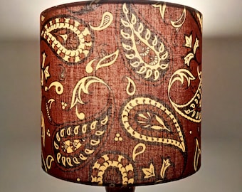African Lampshade with a brown paisley pattern, Fall Autumn Halloween Home decor