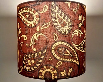 Brown Paisley patterned African Lampshade, cottage core brown sandy 20cm table lamp shade