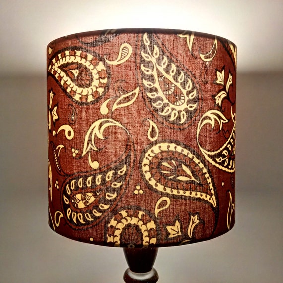 Brown Paisley Retro Lampshade Fathers Day Gift Idea 20cm Brown Paisley Retro Lampshade Fathers, Chocolate Brown Table Lamp Shades