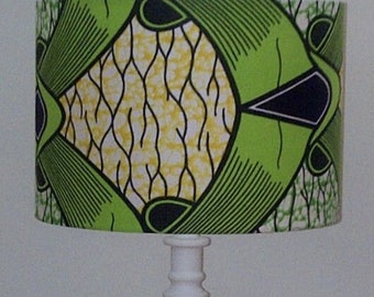 Green Yellow African print lampshade, 25cm Drum lamp shade Ceiling Table, Mother Father Day gift Spring Home Office Summer lampshade