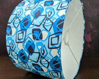 Blue pattern African Lampshade,  Childrens funky lampshade, geometric blue diamonds lampshade, Home Decor Christmas gift for Him Dad Grandad