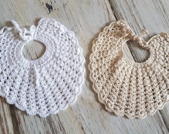 Scallop Crochet Baby Bib - Baby Shower Gift