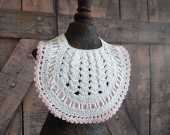 Crochet Shell Baby Bib - Baby Shower Gift - Vintage Look