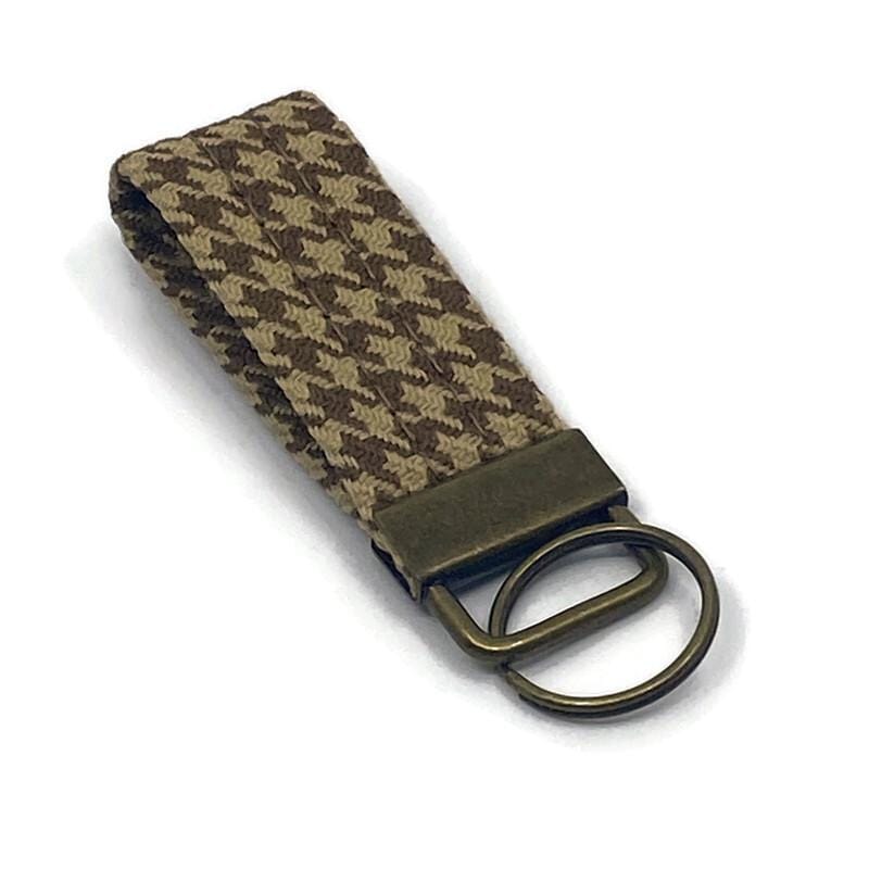 Vintage Style Key Chain | Houndstooth Key Fob | Patterned Key Ring