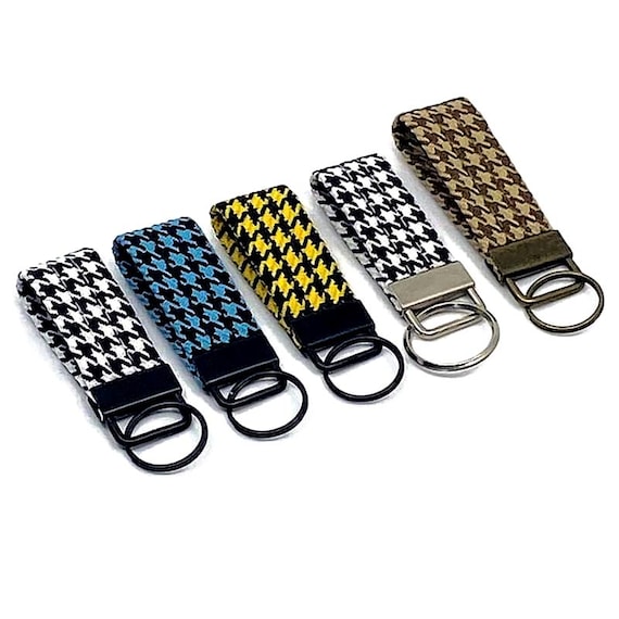 Vintage Style Key Chain | Houndstooth Key Fob | Patterned Key Ring