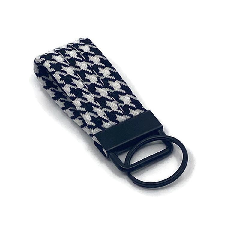 Vintage Style Key Chain | Houndstooth Key Fob | Patterned Key Ring