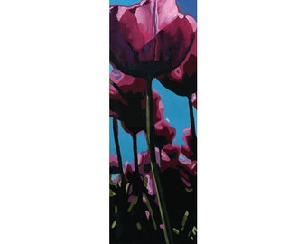 Tulip fine art print, Purple Tulips, semi-abstract matted archival giclee, matted to 8x16, limited edition print "Purple Shadows"