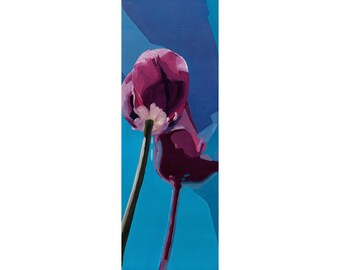 Tulips print, Purple Tulips, archival matted semi abstract giclee, matted to 8x16, limited edition print "Look to the Skies"