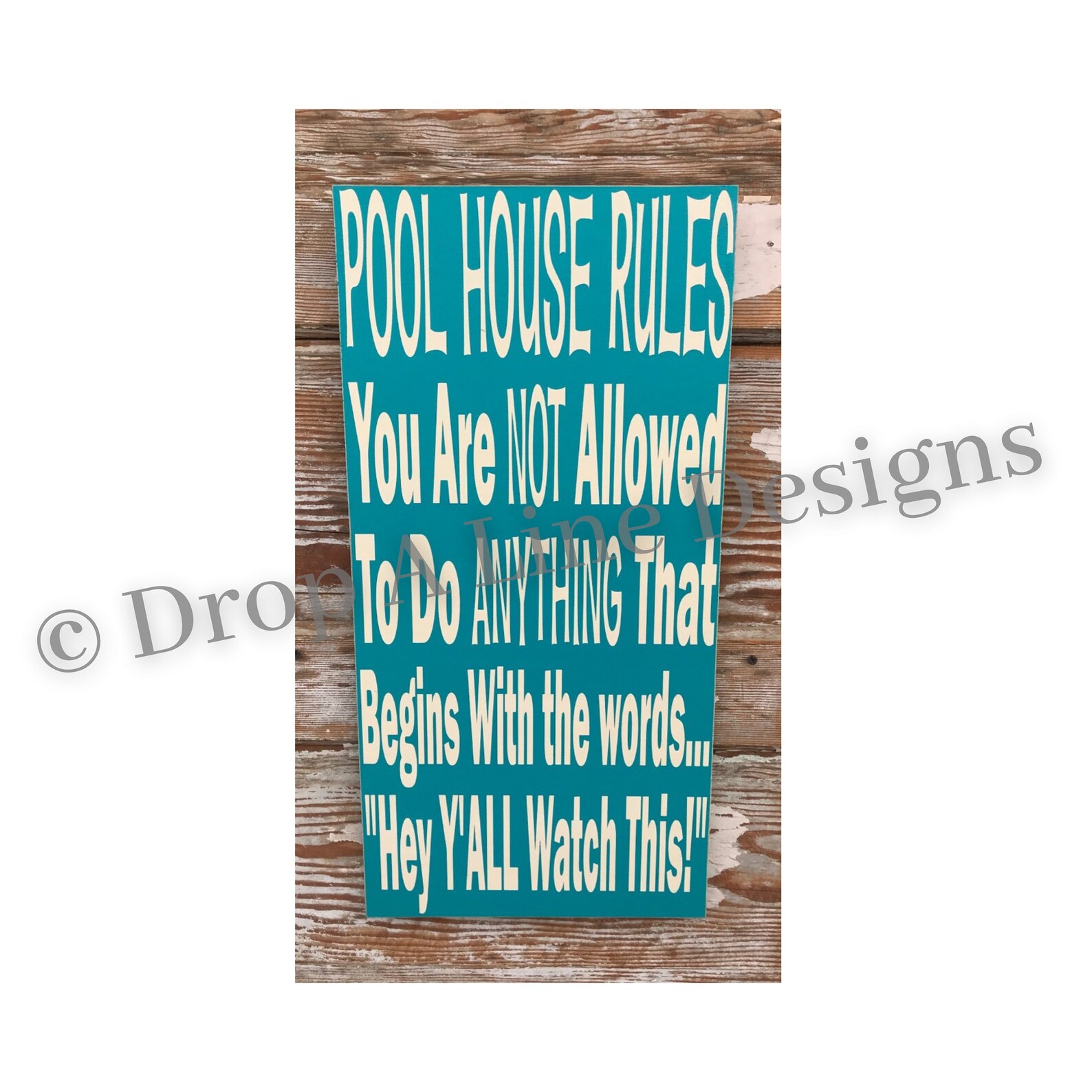 Pool House Rules Sign 12 x 24 Wood Sign funny sign Etsy