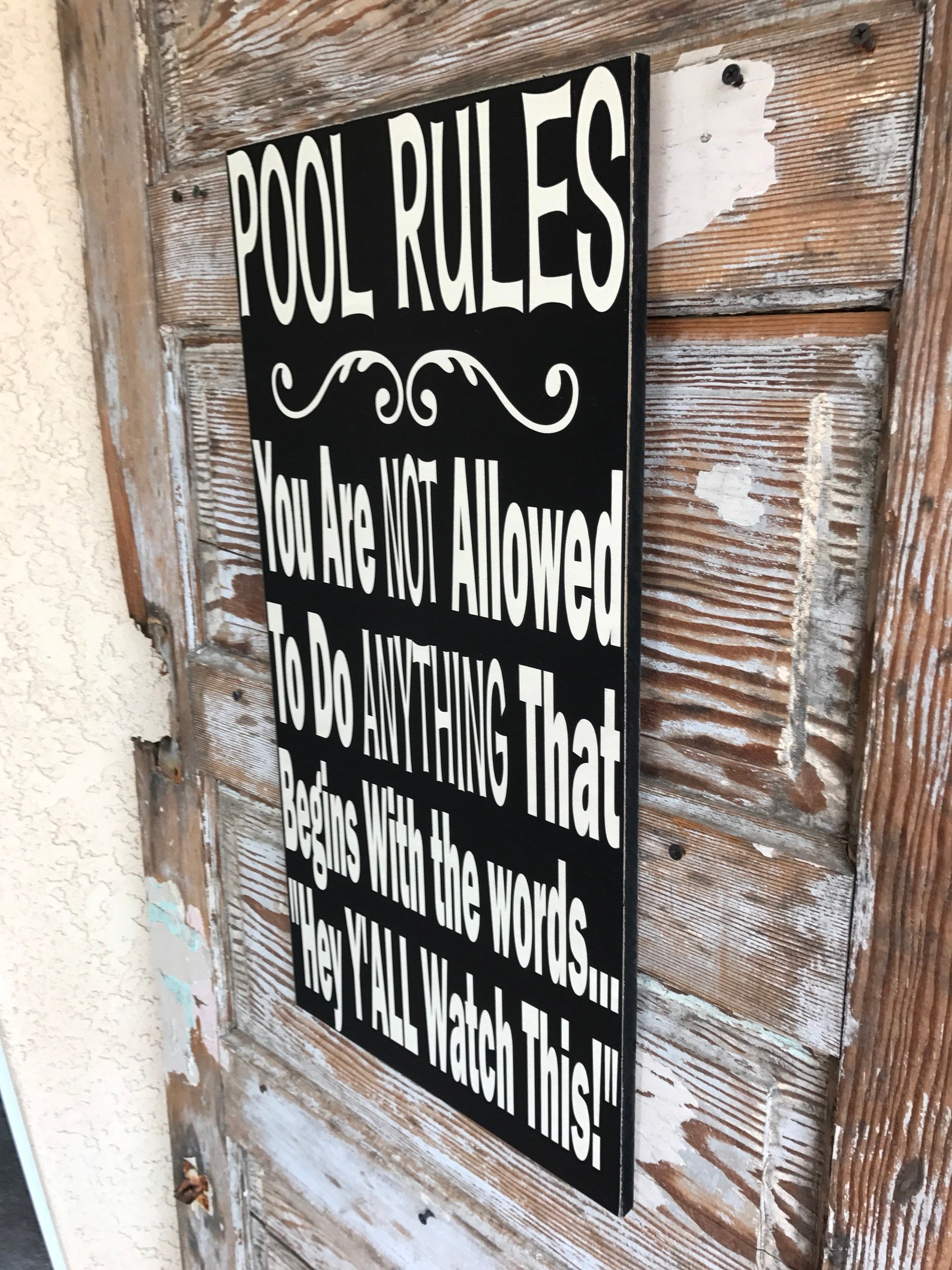 Pool Rules Sign 12 x 24 Wood Sign funny sign Etsy