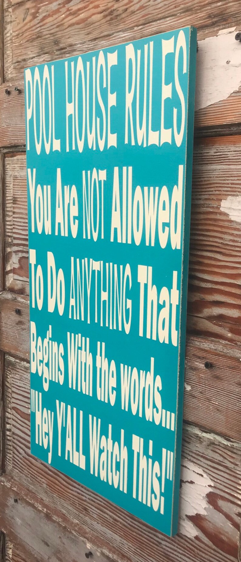Pool House Rules Sign 12 x 24 Wood Sign funny sign Etsy