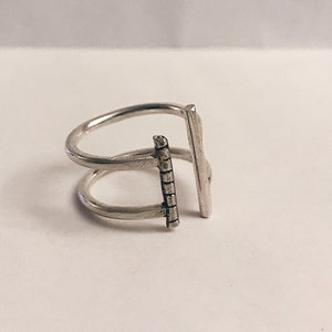 Double Sterling Silver open ring, minimal, bar ring adjustable ring image 3