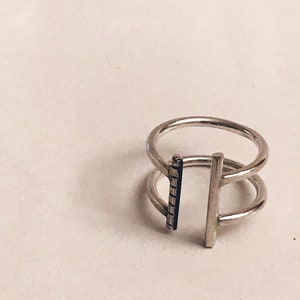 Double Sterling Silver open ring, minimal, bar ring adjustable ring image 2