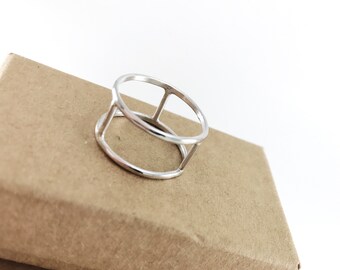 Silver Cage ring | Three Column ring | Double ring | Mibbie