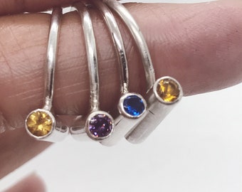 Double tube rings | double gemstone ring | horizontal gemstone ring  - available in various stones citrine, blue spinel etc.. mibbie jewelry
