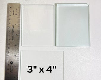 3" x 4" Clear Flat Glass Rectangles | 16 Pack