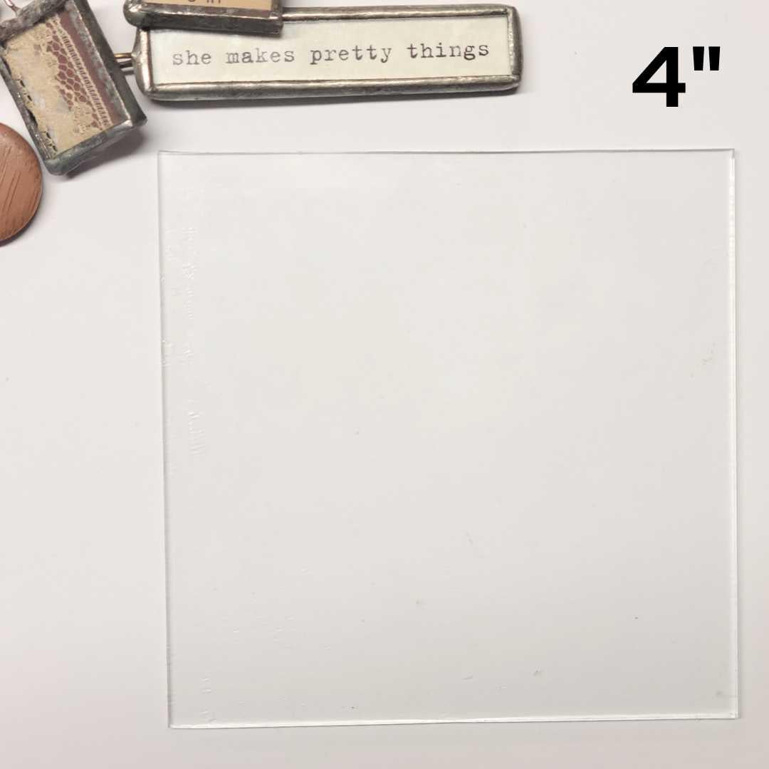 4" Square Clear Flat Glass (4 inch) | 6 or 16 Pack