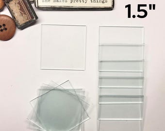 1 1/2&quot; Square Clear Flat Glass (1.5 inch) | 10 & 30 Packs