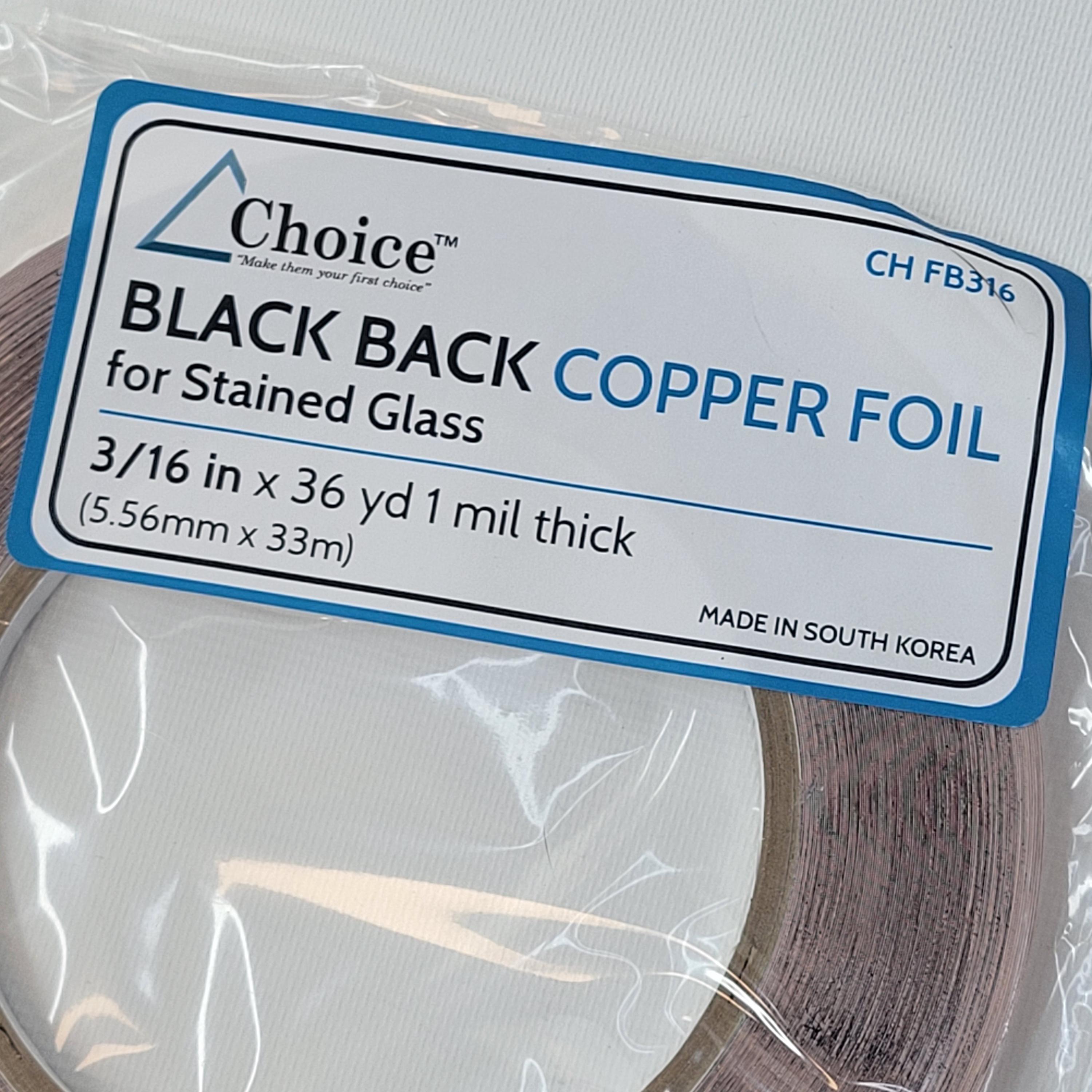 3/16-Inch Black Back Copper Foil Tape For Stained Glass – 36 Yards, High Tensile, Solder-Ready