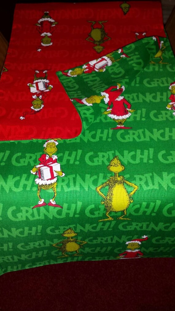 GRINCH Table Runner Two Sides Bright Grinch Fabrics GRiNCH Etsy