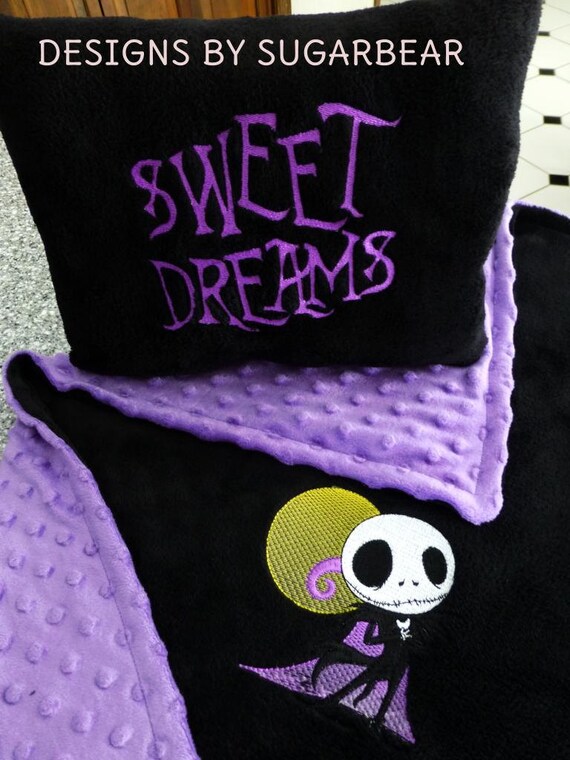 Items similar to NIGHTMARE Before ChRiSTmAS SWEET DReaMS PiLLOW & JaCK SKeLLiNGToN EMBROiDERED