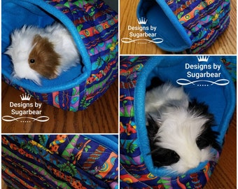 Guinea Pig Bed Hidey Piggy Cozy Cave Handmade Quality Quilted Design with Removable Interior Pad COLorFuL Detailed Fabric Print & Others!